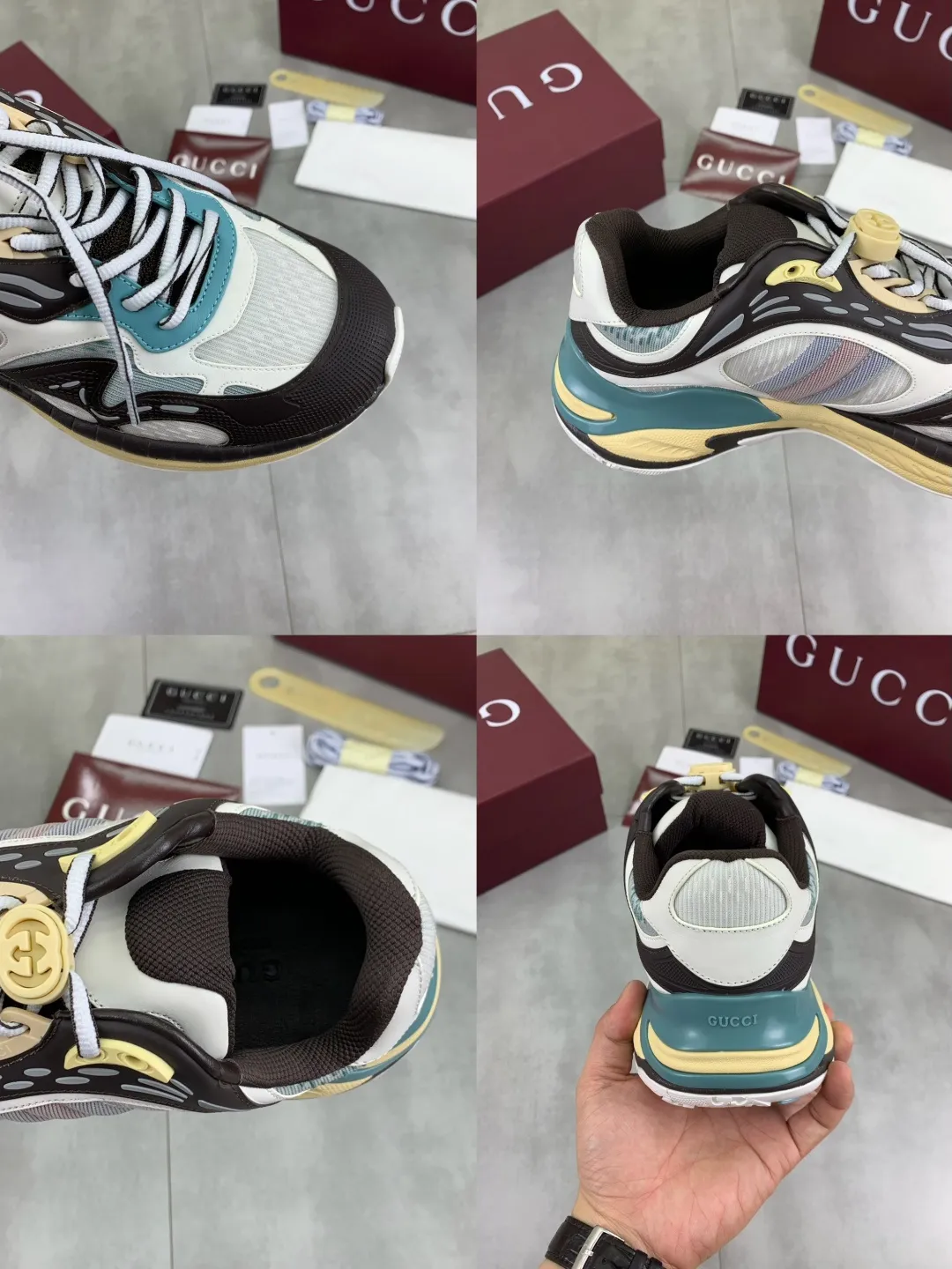 Men's shoes 💰P980 new style 💰 Gucci, couple style, women's style will be released later, new 2.0 futuristic sneakers‼ ️A pair of subversive sneakers is here. Gucci 2.0, a full series of 4 colors with key investment, smart silhouette: slightly curved forefoot design, you can clearly feel the propulsion when commuting and trotting, and it can enhance the sense of line extension when paired with wide-leg pants or cycling pants. EVA thick soles not only have a comfortable height-increasing effect, but also reduce weight (it actually lasts 3 hours of shopping without tiring your feet!) Highlight moments for lazy people: 2. Just choose it for airport wear! You can take them off in seconds after passing the security check (you can put them on as soon as you lift the heel strap), because the shoes come with a sliding buckle, so no need! ! Tie your shoes. Really achieve the sense of relaxation that goes with you. Size: Female 35-40 Male 39-45